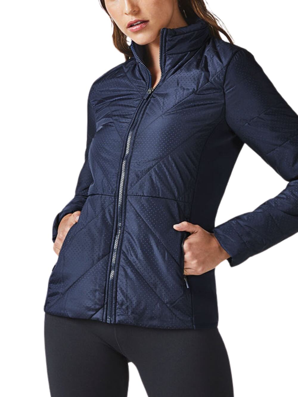 Fabletics Sedona Puffer Jacket Blue XL Hooded Water-Resistant Quilted Outerwear